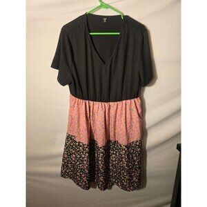 Boho Hippie Floral Dress Babydoll Women’s Plus Size 2X Vneck Cottagecore